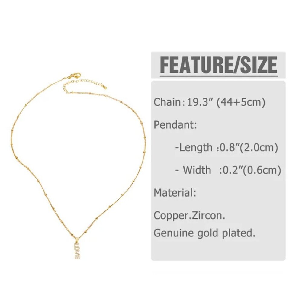 Stainless Steel Copper Zircon 18K Gold Plated Inlay Pendant Necklace Necklace - Picture 2 of 3